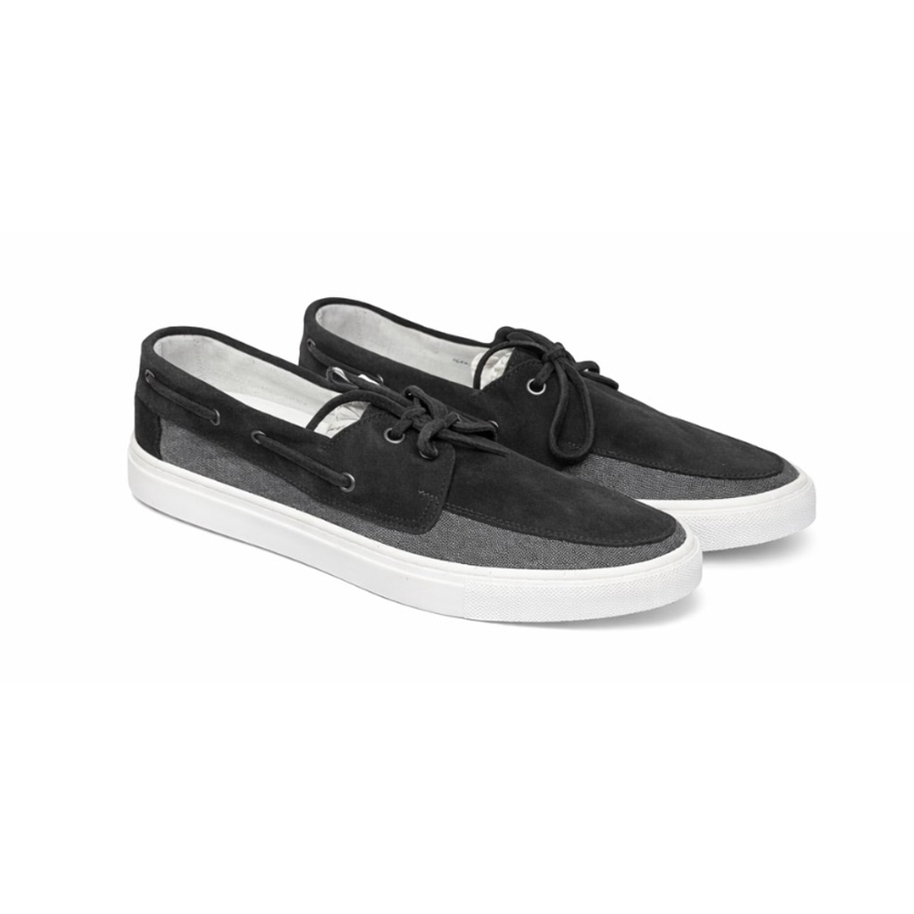 New Men's Stefano Bonfiglioli Black Gray Boat Shoes 14
